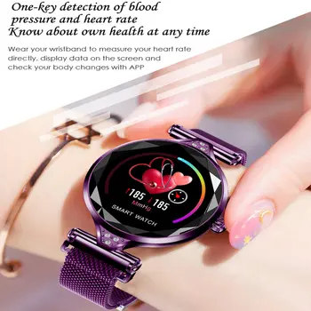H1 Smartwatch módní ženy, srdeční frekvence, krevní tlak fitness krokoměr ženské fyziologické cyklu vodotěsné luxusní Náramek