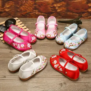 Hanfu holky vyšívané boty starého Pekingu ručně vyráběné tkaniny lidovém stylu kostým studenti taneční výšivky děti vycházkové boty
