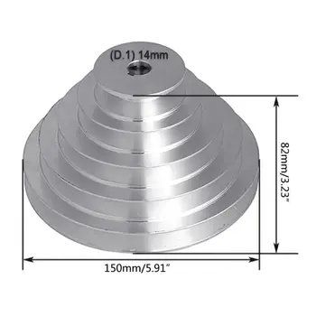 Hliník Typ 5 Krok Pagoda Řemenice 150 mm Vnější Průměr 14 mm do 28 mm Vrtání ve tvaru písmene Rozvodový Řemen