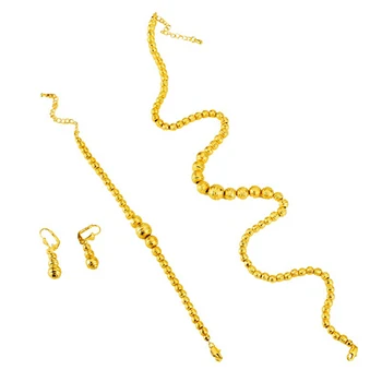 Hot Prodej Korálek Náhrdelník Náušnice Náramek Sada Šperků Míč Pro Ženy Zlatá Barva Africe/Arabské/Blízký Východ/Etiopské Dárek