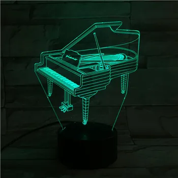 Hudební Nástroj Klavír 3d Světlo Noční Světlo Usb Dotykový Senzor, Světla, Domácí Výzdoba, Atmosféra Dítě Klavír Stolní Lampa Ložnice