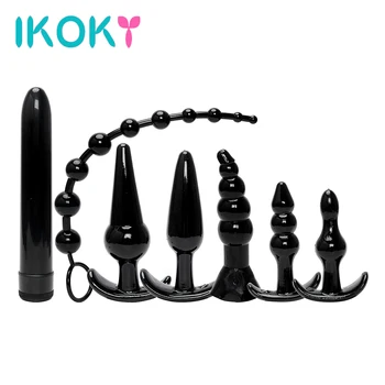 IKOKY 7Pcs/Set Anální Plug Kombinace Vibrátor Butt Plug Erotické Produktu Anální Korálky Sexuální Hračky pro Ženy, Klitoris Stimulátor, Sex Shop