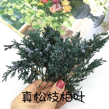 Importované Japonské Půdy Zemědělské Parku Věčný Květ Borovice List Cypress List Borovice Pobočka DIY Valentýna Glass Věnec