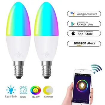 Inteligentní LED Žárovka 6W Barevné RGB Osvětlení Domácnosti Lampa Žárovka Smart Life APP Remote, Hlasové Ovládání Práce S Alexa Google Domov