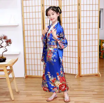 Japonské Národní Styl, Mladý Holky, Kimono, Yukata s Taneční Šaty Šaty Vintage Květinové Tisk Fázi Show, Cosplay Oblečení