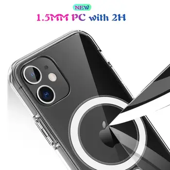 Jasné Akryl Pro Magsafe Telefon Pouzdro pro Iphone 12 Pro Max 12 Mini Pro Bezdrátové Nabíjení Drop ochranný kryt