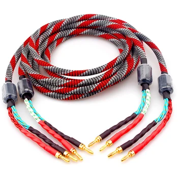 Jeden Pár bez kyslíku-měděný audio kabel reproduktoru HI-FI, high-end zesilovač kabel reproduktoru Banana hlava kabelu