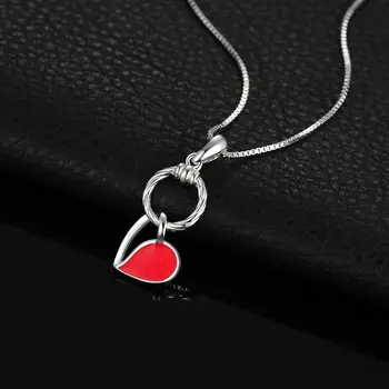 JewelryPalace 925 Sterling Silver Červený Smalt Duté Srdce Houpat Přívěsek Kruh Nezahrnuje Řetězce