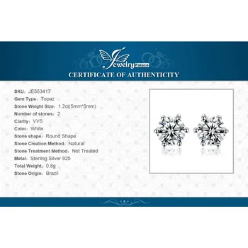 JewelryPalace Originální Bílé Topaz Stud Náušnice 925 Sterling Silver Náušnice Pro Ženy, Drahé Kameny Korejský Náušnice Módní Šperky