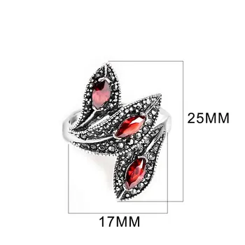 JIASHUNTAI 925 Sterling Stříbrné Prsteny Pro Ženy, Retro Přírodních Drahých Kamenů Ročník Thajské Stříbrné Prsteny Šperky Listy