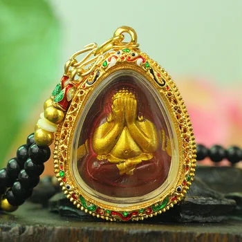 Jihovýchodní Asie Thajsko Chrám Greco Buddhistické Účinný talisman Vymítat zlé duchy ŠTĚSTÍ, Buddha karty Přívěsek Amulet
