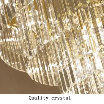 Jmmxiuz Moderní kulatý zlatý lustr crystal osvětlení restaurace American crystal lampa lustr