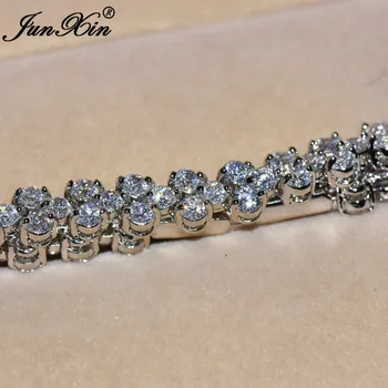 JUNXIN Luxusní Bílé AAA Zirkon Náramek Roztomilý Gold Naplněné Šperky Vintage Svatební Náramky Pro Ženy