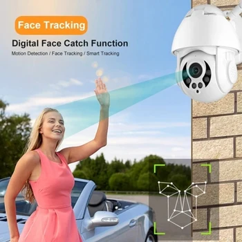 K38D 1080P Wi-fi PTZ IP Kamera Face Detect Auto Tracking 4X Zoom, obousměrné Audio Vodotěsné Venkovní Bezpečnostní Kamera