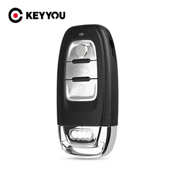 KEYYOU Auto Vzdálené Inteligentní Klíč Shell Pro Audi A4L A3 A4 A5 A6 A8 Q5 Quattro Q7 2007-2016 Náhradní 3 Tlačítka Cut/Nesestříhaný Klíč Blade
