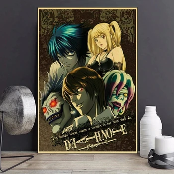 Klasické Anime Seriálu Death Note Plakát Retro Plátně Obraz, Plakát, Bar, Bytové Dekorace, Malba, Umění, Samolepky Na Zeď