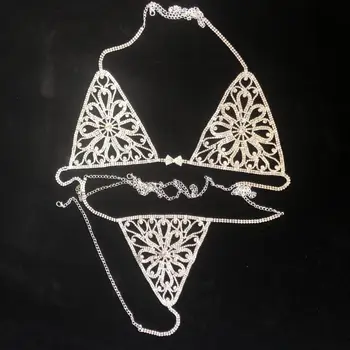 Klasické kulaté tělo řetězce sexy doplňky lesklý Drahokamu tělo řetězec bikiny oblek Beach Ženy