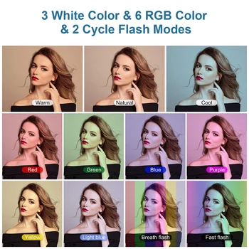 Klip-na RGB Mobilní Telefon Selfie Prsten Světla LED Multi-barevné Fotografie Ring Lampa Make-up Ringlight pro Telefon, Tablet Youtube Video
