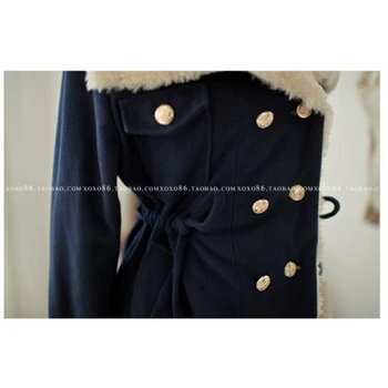 Korejské Zimní Kabát Ženy 2021 Nové Módní Slim double breasted Svetr Teplý Falešné Vlněné Kabáty, Tlusté Oblečení Vestidos LBD6941