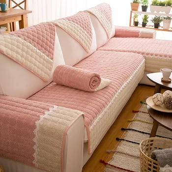 Kostkované pohovka potahy na gauč bavlněné potahy na nábytek pro sekční pohovka kostkované slip-odolné pohovka kryt ručník pro obývací pokoj