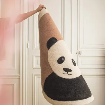 Kreslený Kulatý koberec Sova, Panda Duha tištěné Nordic Zahuštěný Proti pádu Mat Ložnice Noční Hra Děti lezoucí mat