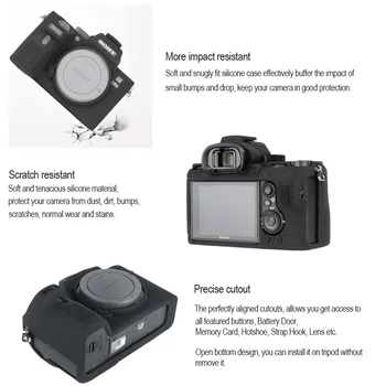 Kryt pro Sony a7m3 a7III a7r3 a7rIII Měkké Silikonové Fotoaparát Ochranné Těle Případě, že Kůže Litchi Textura A73 Camera Protector Cover