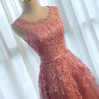 Krása-Emily Dlouhé Elegantní Družička Šaty 2020 Krajky O Krk Svatební Host Šaty Tyl Svatební Party Šaty pro Ženy Plus Velikost