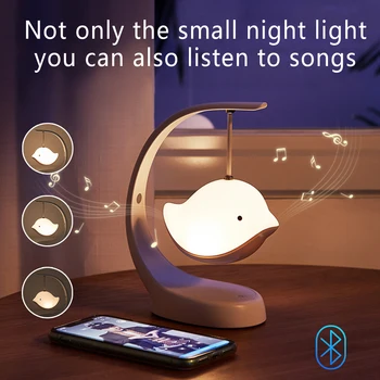 LED Noční Světlo USB Dobíjecí Bluetooth Pták Noční Lampa 7 Barev, Tabulka, Světlo, Výzdoba Ložnice Dítě Přítelkyni, Dárek, Dárek