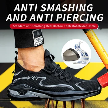 Lehká bezpečnostní obuv, prodyšný materiál, ocelové toe cap, odolná proti propíchnutí, venkovní sportovní muži ženy pracují boty, průmyslové