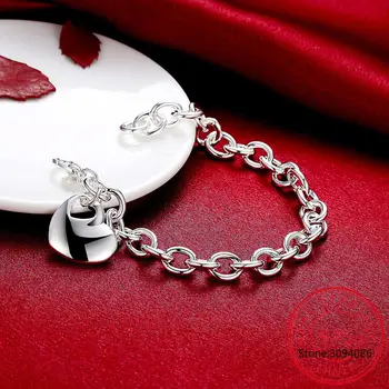 LEKANI 925 Sterling Silver ryzí Srdce Přívěsek Náramek Pro Ženy, Svatební Zásnubní Módní Kouzlo Party Šperky