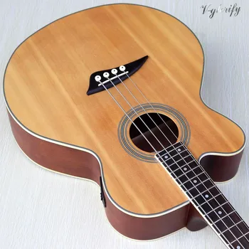 Levou ruku 4 string elektrické akustické basové kytary cutway design matný povrch, 43 palcový přírodní barva s EQ basová kytara
