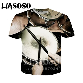 LIASOSO Anime 3D Tisk T shirt Muži Ženy Módní Harajuku T-shirt 2020 Drum Set Bass Legrační trička Letní Krátký Rukáv Tričko Top