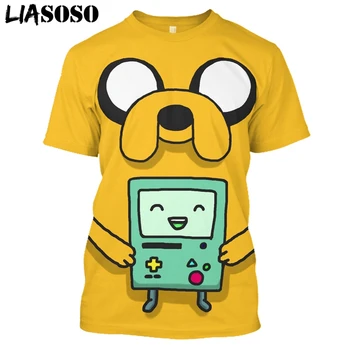 LIASOSO Nové Harajuku Styl Trička Muži Ženy Casual T-Shirt Anime Adventure Time 3D Tisk nejprodávanější Děti Topy Značky Oblečení