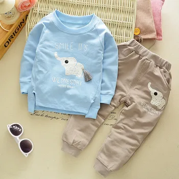 LILIGIRL Děti Oblečení 2019 Nové Dítě Chlapci Dívky Cartoon Slon Pyžama Sady pro Děti T-Shirt Kalhoty 2 Ks/sety Teplákové soupravy