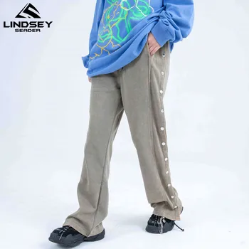 LINDSEY SEADER 2020 Hip Hop Jogger Kalhoty Streetwear Pevné Boční Tlačítka Harajuku Pánské Tepláky Baggy Track Kalhoty Běžce Kalhoty