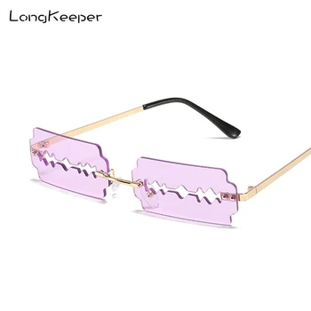 LongKeeper Módní sluneční Brýle bez Obrouček Ženy Módní Žiletku Sluneční Brýle Muži Bezrámové Punk Brýle Odstíny UV400 Oculos De Sol