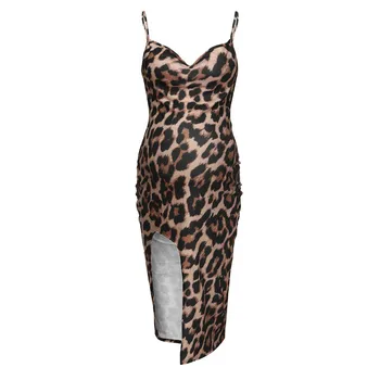 LONSANT Těhotenské Šaty Ženy bez Rukávů Leopard štěrbinou sexy V-neck Šaty Letní Těhotenské letní Šaty Casuals Těhotenství Šaty 2020