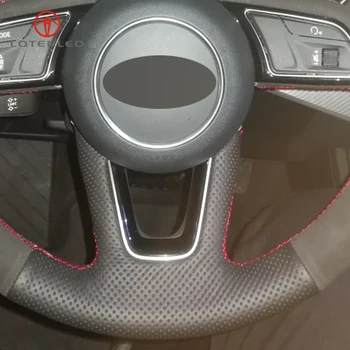 LQTENLEO Černé Originální Kožené Semišové DIY Ručně Volant Kryt pro Audi A3 2017-2019 A4 2017-2019 A5 2018-2019 S5 2018-2019