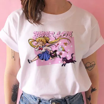 Lus Los 2019 Sailor Moon Nové Módní Karikatura T Tričko Ženy Harajuku Krátký Rukáv Fun T-Shirt Roztomilý Kočka Tričko