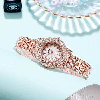 Luxusní Dámské Hodinky Značky Drahokamu Dámské Náramek Hodinky Diamond Rose Gold Hodinky Dámské Náramkové hodinky Ženské Relogio Feminino