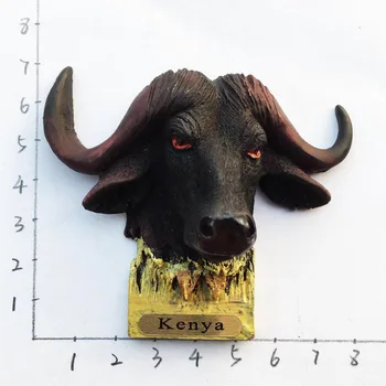 Magnety na ledničku Africe, Keni cestovního Ruchu Suvenýr 3D Wild Ox Head Magnetické Lednice Magnet Domácí Výzdoba Pryskyřice Řemesla Nápady na Dárek