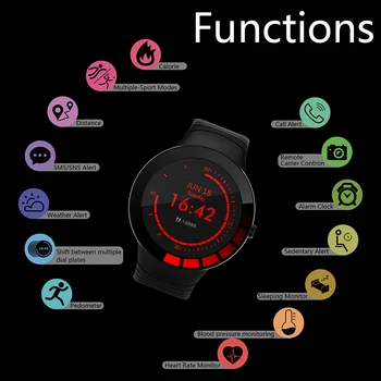 Makibes E3 Chytré hodinky Plné dotykové obrazovky IP68 Vodotěsné Multi-jazyková Podpora, Počasí, stopky, Číst zprávy, Multi-Sport,