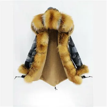 MaoMaoKong 2020 nové ženy pravé Kožešiny Kabát umělé kožešiny vložkou Real fox Fur parka zimní bunda oděv