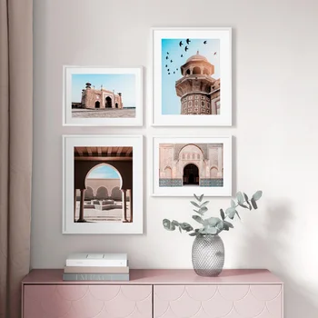 Maroko mešity Dveře Poušti Citace Nordic Plakáty A Tisky Islámské Umění Zdi Malířské Plátno Nástěnné Obrázky Pro Obývací Pokoj Dekor