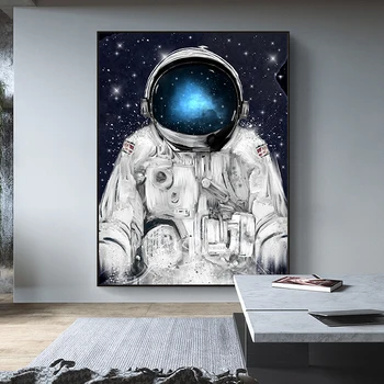 Moderní Art space star Plátno Plakát A Tisk astronauti, kosmonauti olejomalba Umění Zdi Pro Obývací Pokoj bez rámu