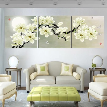 Modulární Plátně, Obrázky na Zeď Umění Pro Obývací Pokoj 3 Kusy Magnolia Květiny Obrazy Moderní HD Vytištěný Plakát Home Decor Rám