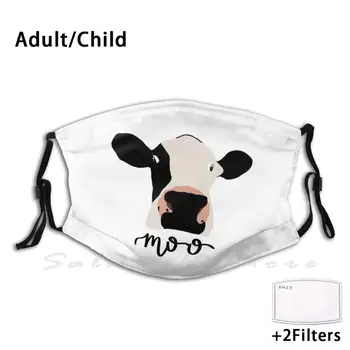 Moo Moo Milk Maker Tisk Omyvatelný Filtr Proti Prachu Ústa Masky Kráva Moo Farmu Zvířat Zemědělec Stodoly