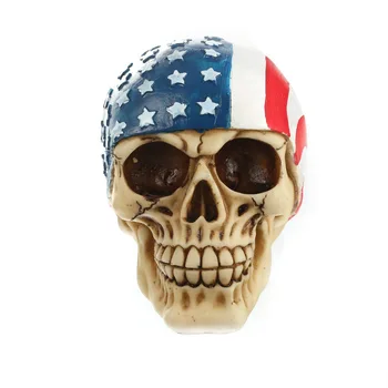 Moquerry Americká vlajka Pryskyřice Sochy Sochařství Dekorativní Lidské Lebky Replika vlastenecké Tvůrčí Lidské Hlavy Model Halloween