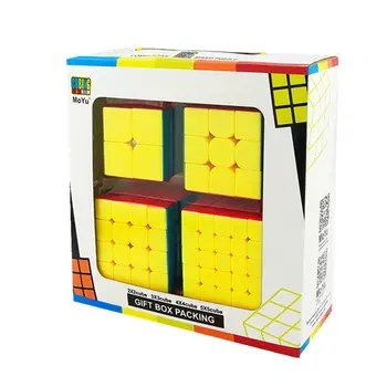 Moyu 4 ks Sada Cube Dárek, Box, Balení, Rychlost Magic Cube Profissional Puzzle, Hračky Pro Děti, Děti, Dar, Hračka