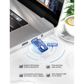 Mpow HC5 Náhlavní souprava Bluetooth s USB Adaptérem Bluetooth 5.0 Bezdrátové Sluchátka s potlačení Šumu Mikrofonu pro Podnikání Skype PC